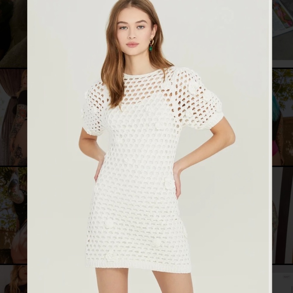 Something Navy Crochet Mini Dress